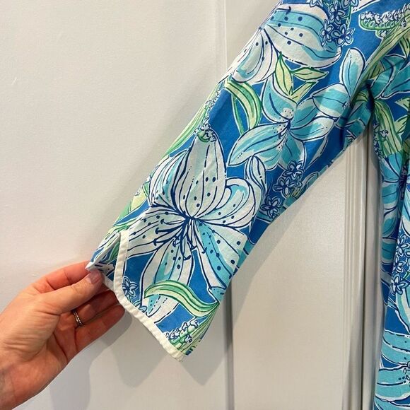 Lilly Pulitzer Women’s Small Pick of the Bunch Caftan Blue Midi Dress Cotton - Picture 4 of 10